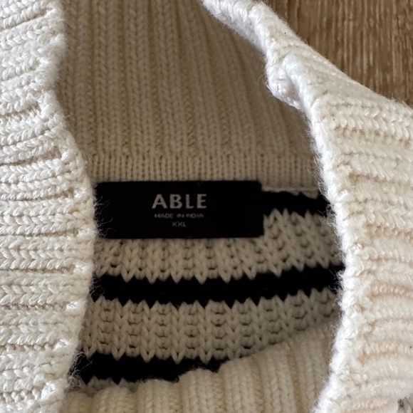 Able | Striped Mock Neck Sweater | White & Black | size XXL - Picture 2 of 6
